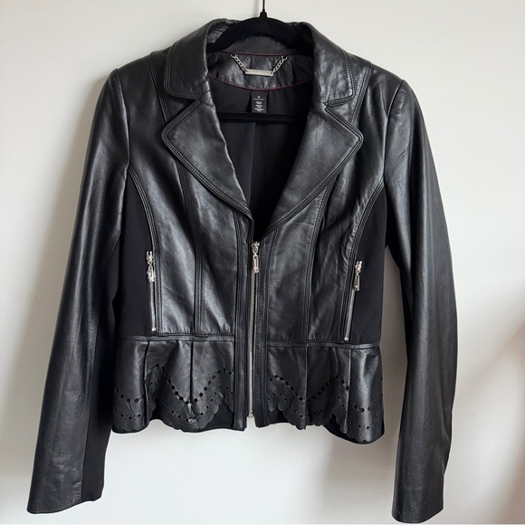 White House Black Market Jackets & Blazers - White House Black Market Black Leather Moto Biker Jacket